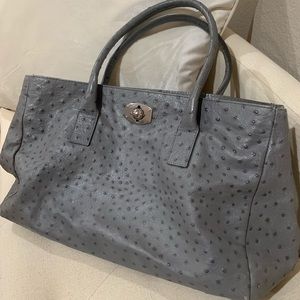 FURLA Genuine Leather Ostrich Embossed